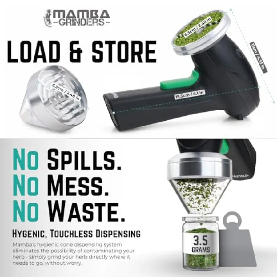 Monster 3.5g Electric Herb Grinder. Large Capacity Portable Metal Herbal Machine and Spice Mill for the Kitchen Silver