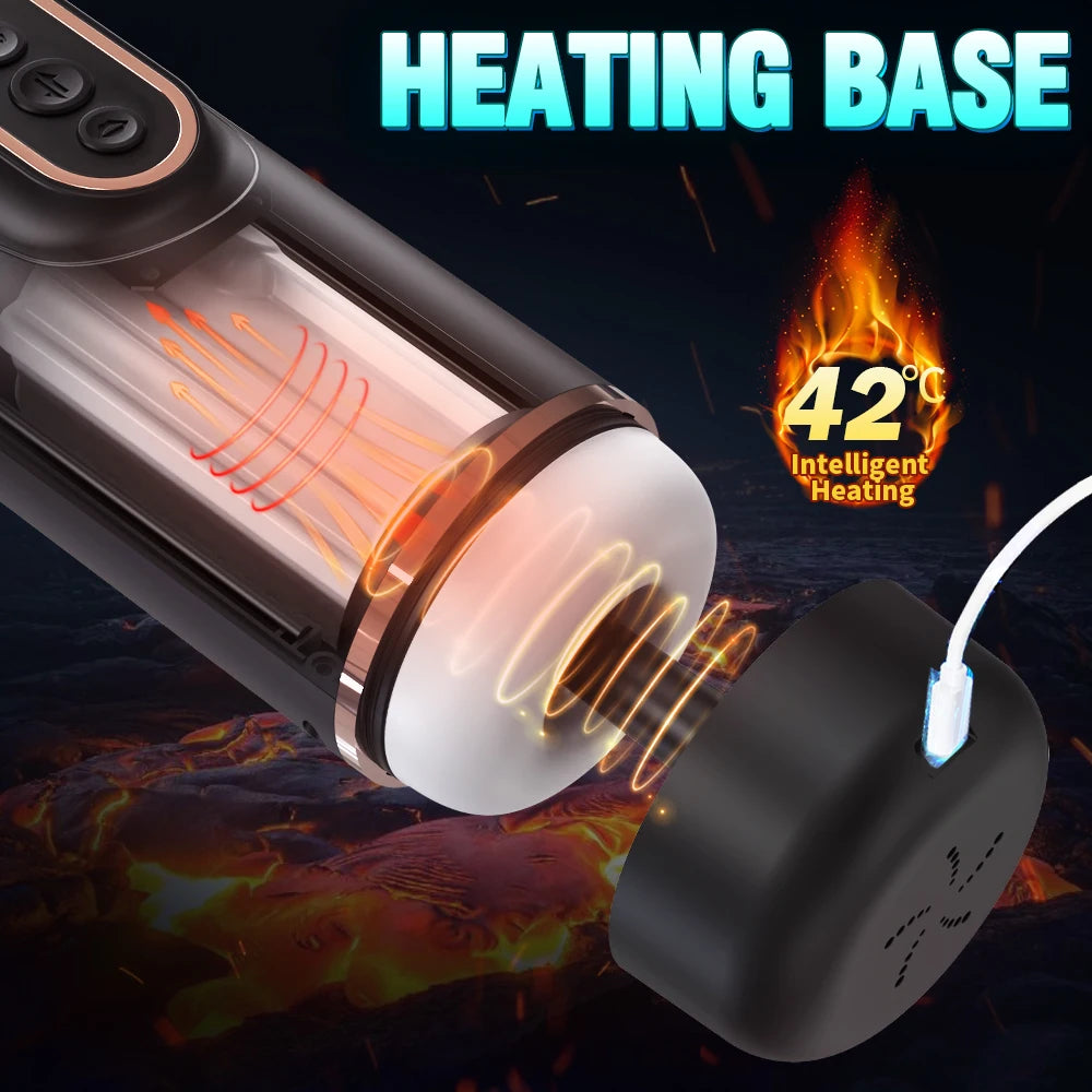 Automatic Telescopic Sucking Male Masturbator Vibrating Intelligent Heating Sexy Voice Earphone Pocket Pussy Sex Toy for Men