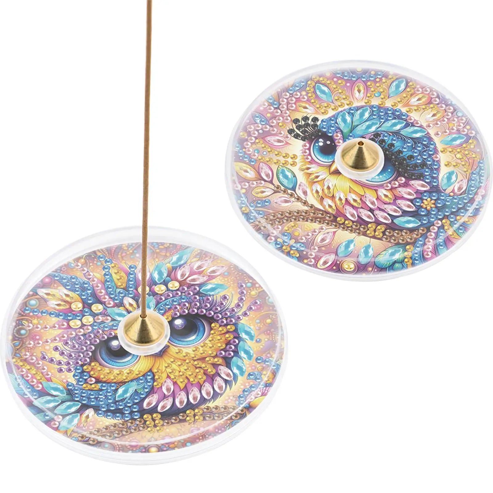 2Pcs Acrylic Special Shaped Colorful Pattern 5D DIY Diamond Art Incense Holder Diamond Painting Aroma Stand for Yoga Meditation