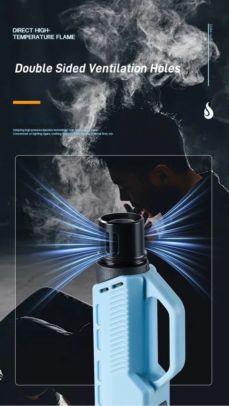 Portable 1800° Torch Jet Lighter Windproof Blue Flame 360 ° Reversible Ignition Butane Igniter for Kitchen BBQ Men's Gift