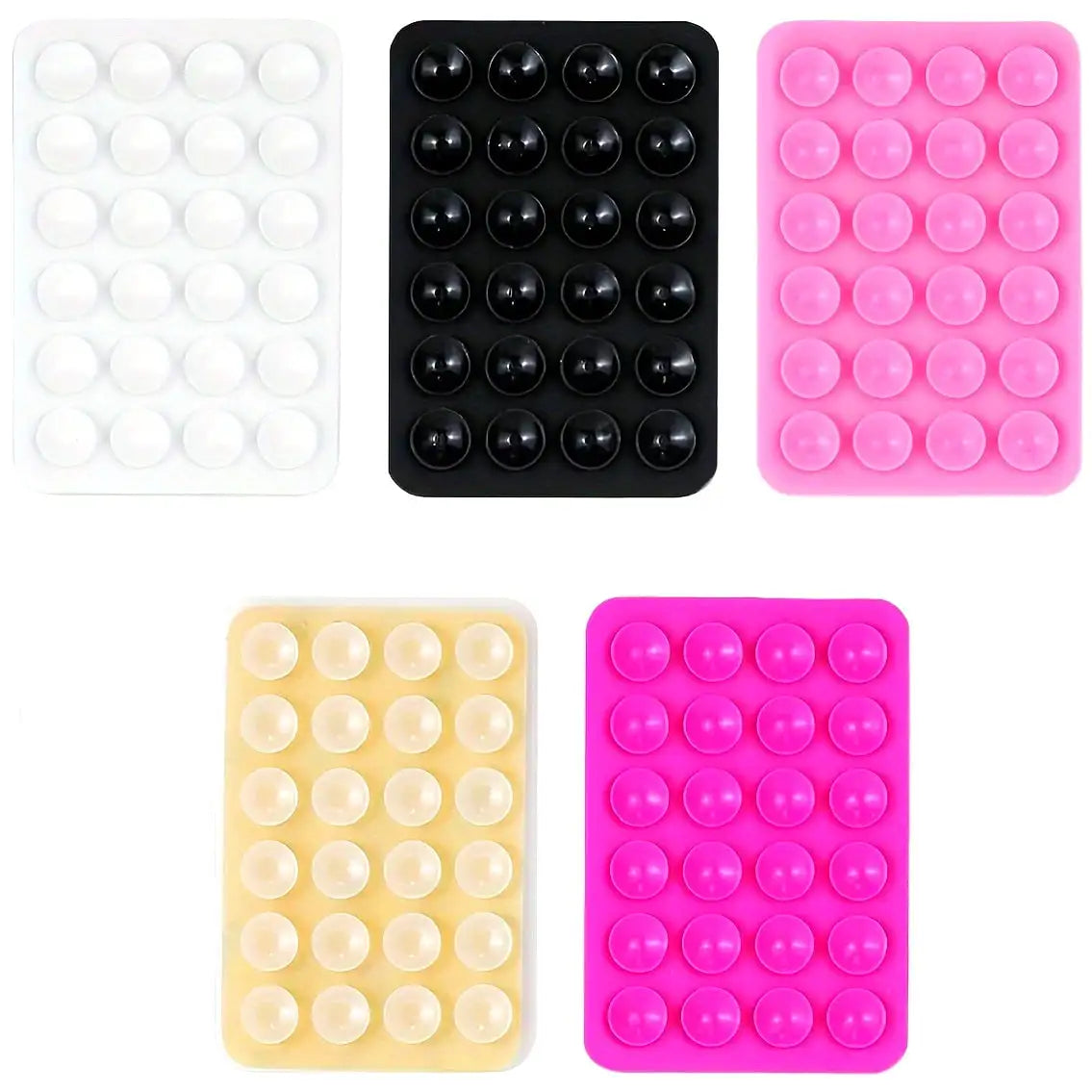 5-Piece Silicone Phone Grip Set - Suction Cup Adhesive for iPhone & Android, Hands-Free Stand with Mirror for Selfies & Videos