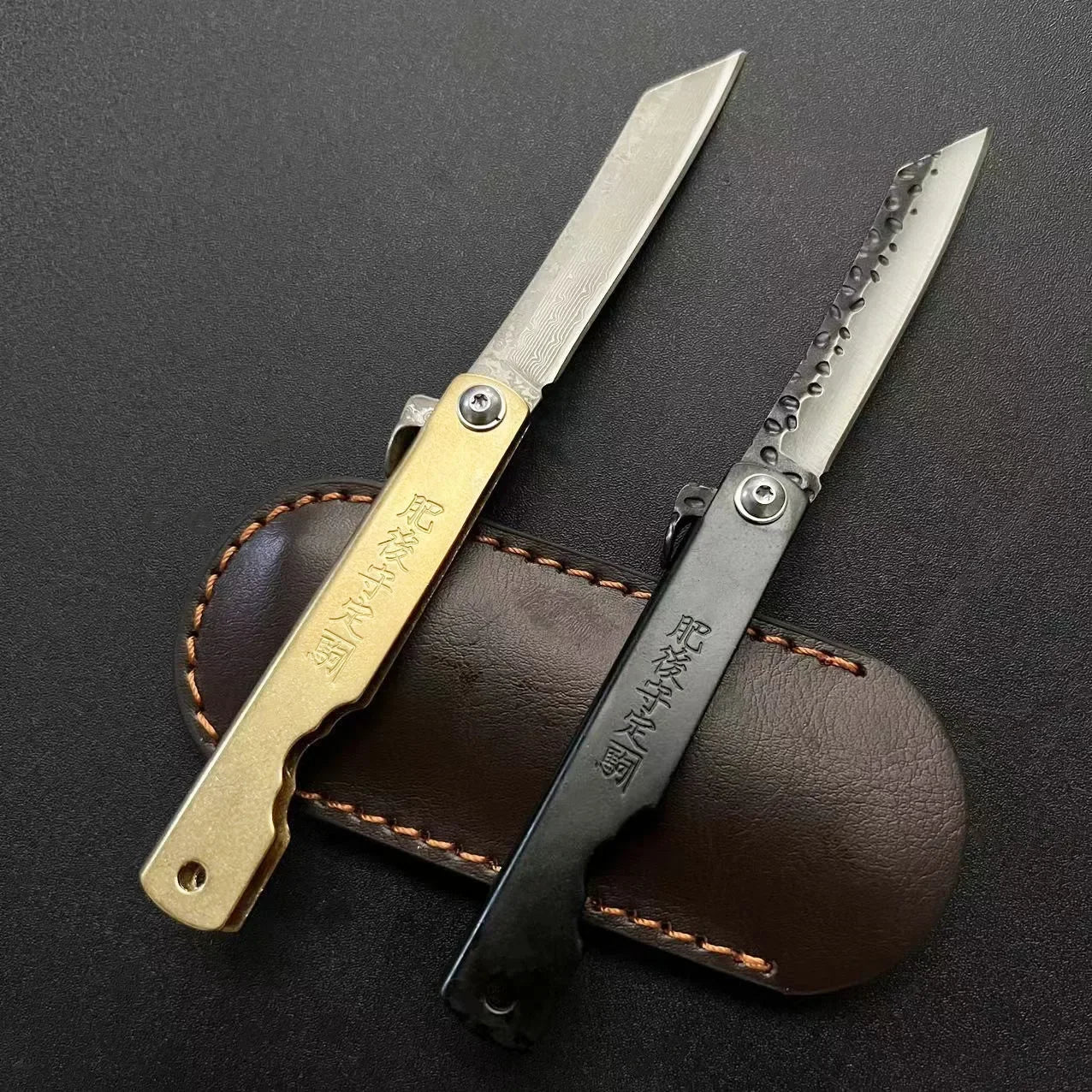 Bronze Handle Folding Knife Damascus Steel Blade A Versatile Cutting Knife for Both Emergency and Daily Use Perfect Gift for Men
