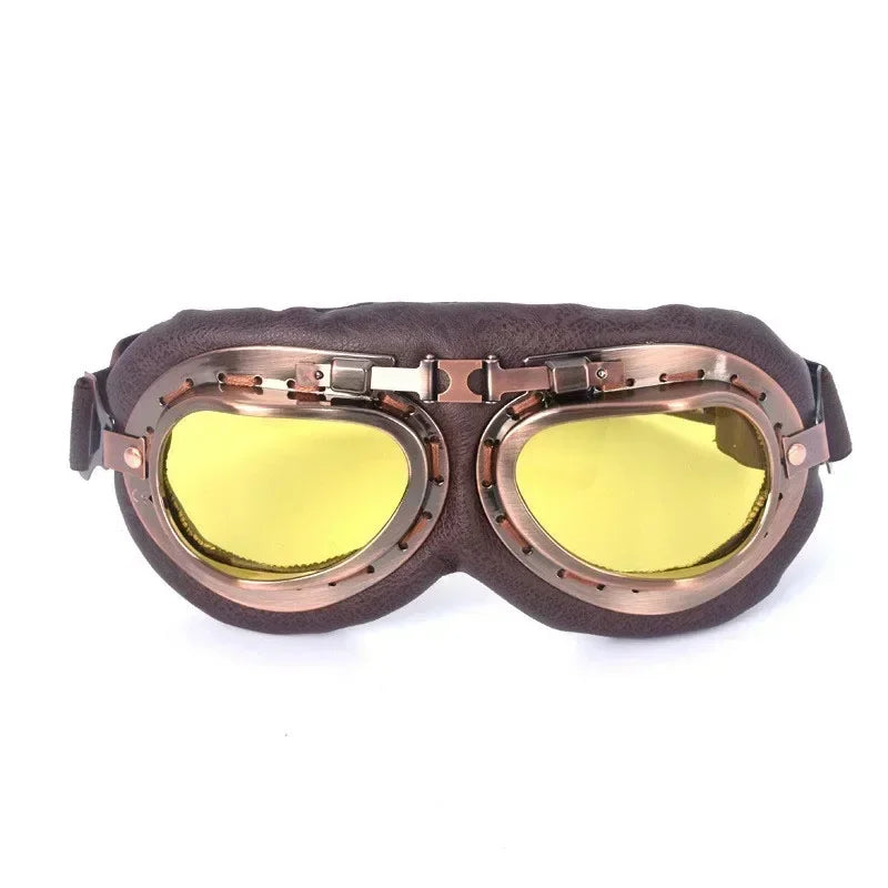 Retro Motorcycle Goggles Glasses Vintage Moto Classic Goggles for Harley Pilot Steampunk ATV Bike Copper Helmet 1Pcs
