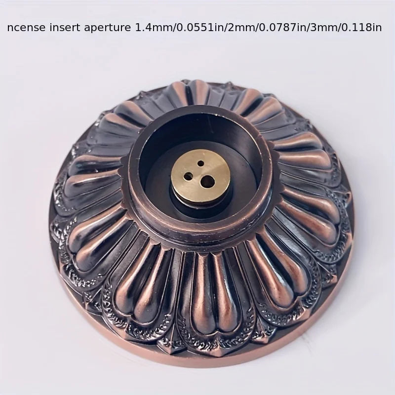 Retro Vertical Incense Burner Buddha Heart Sutra Dragon Phoenix Pillar Metal Incense Stick Home Office Ceremony Decoration