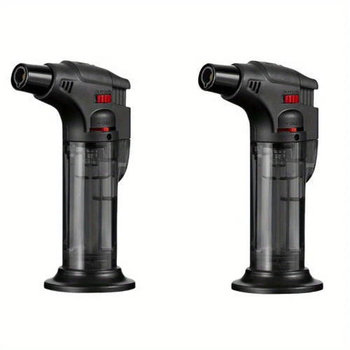 2PCS Butane Torch Lighter Refillable Jet Flame Lighter Windproof Safe Multi-purpose Lighter for Candles Fireplace Campfire Grill