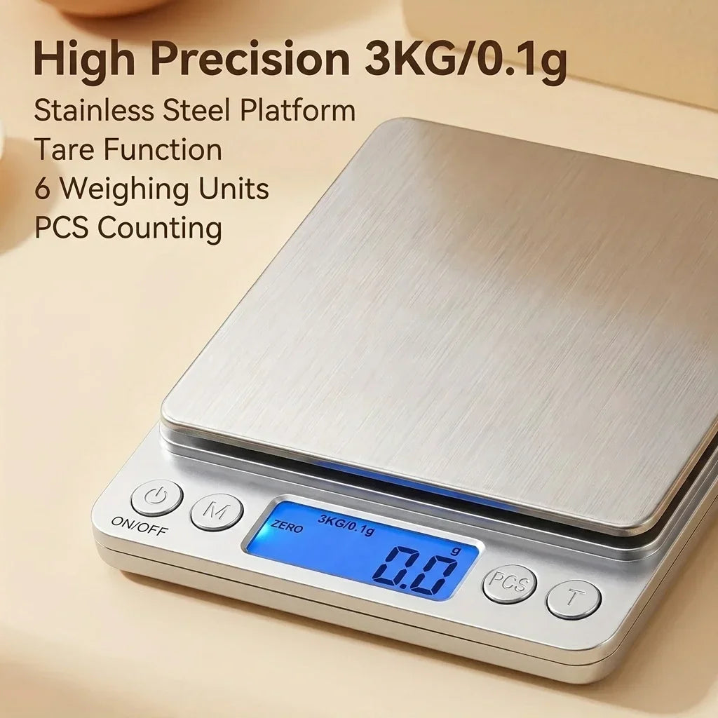Digital Kitchen Scale Stainless Steel Food Scale with LCD Display for Precise Weighing