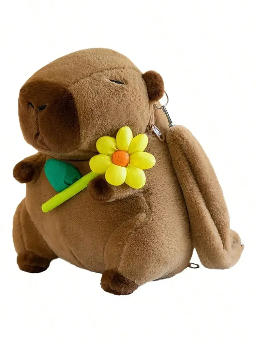 Cute Capybara Plush Backpack – Cartoon Capybara Shoulder Bag for Kids, Soft Fur School Bag Gift