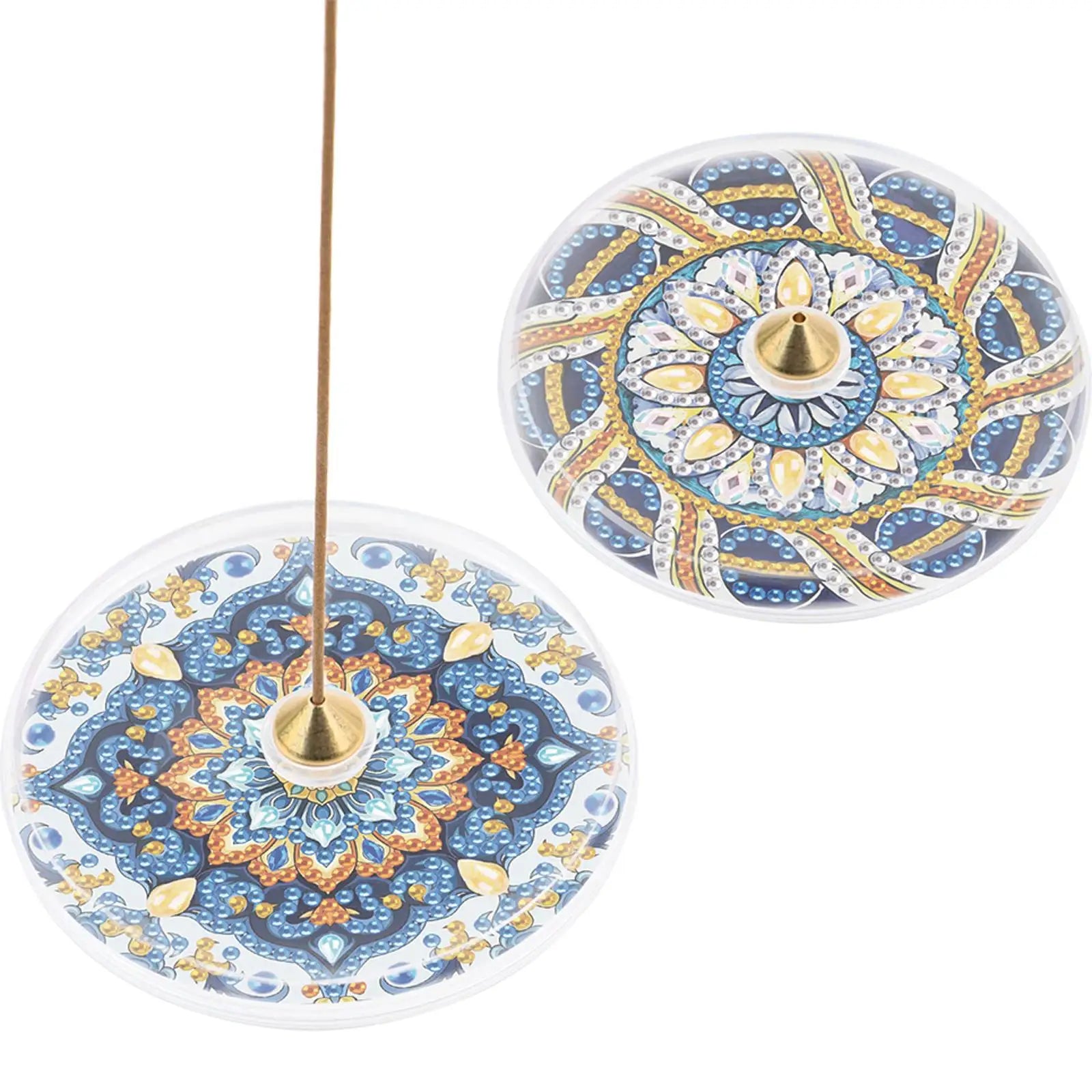 2Pcs Acrylic Special Shaped Colorful Pattern 5D DIY Diamond Art Incense Holder Diamond Painting Aroma Stand for Yoga Meditation