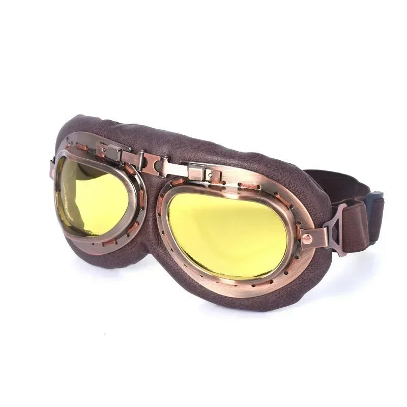 Retro Motorcycle Goggles Glasses Vintage Moto Classic Goggles for Harley Pilot Steampunk ATV Bike Copper Helmet 1Pcs