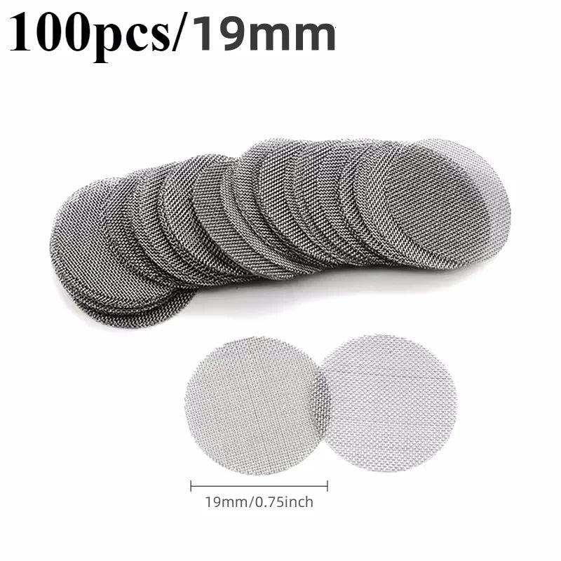 100Pcs Stainless Steel Smoking Pipe Filters Silver Screens Mesh Net Tobacco Smoking Combustion-supporting Accessories