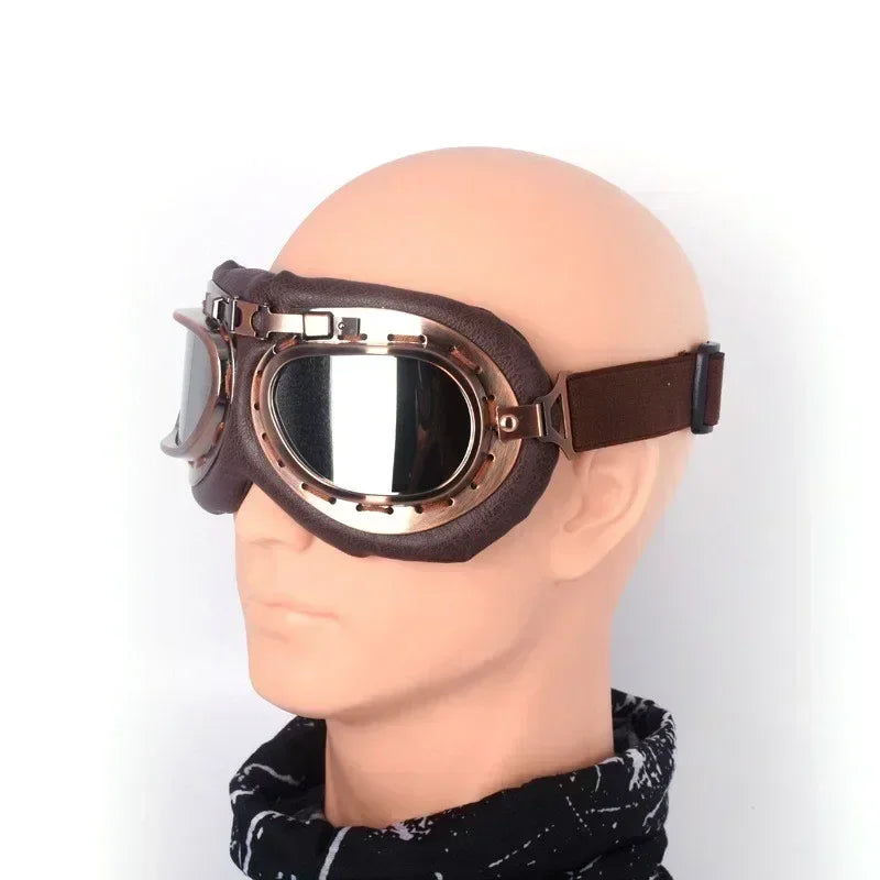 Retro Motorcycle Goggles Glasses Vintage Moto Classic Goggles for Harley Pilot Steampunk ATV Bike Copper Helmet 1Pcs