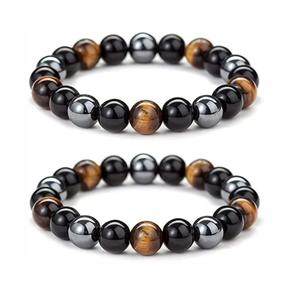 Hanging bracelet - Tiger Eye fashion for both men and women. Stone round beads. Tiger Eye stone bracelet.