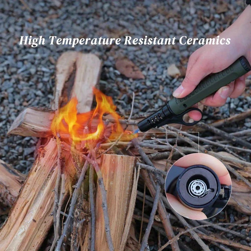 Outdoor Camping Portable Gas Lighter High Firepower Windproof Torch Lighter Adjustable Flame Size for Men's Gift Camping BBQ