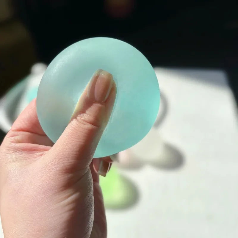 Soft Pink Mochi Squishy Toy, Blue Maltose Sensory Squeeze Ball, Coconut Oil Slow-Rebound Decompression Fidget Toy Xmas Gift