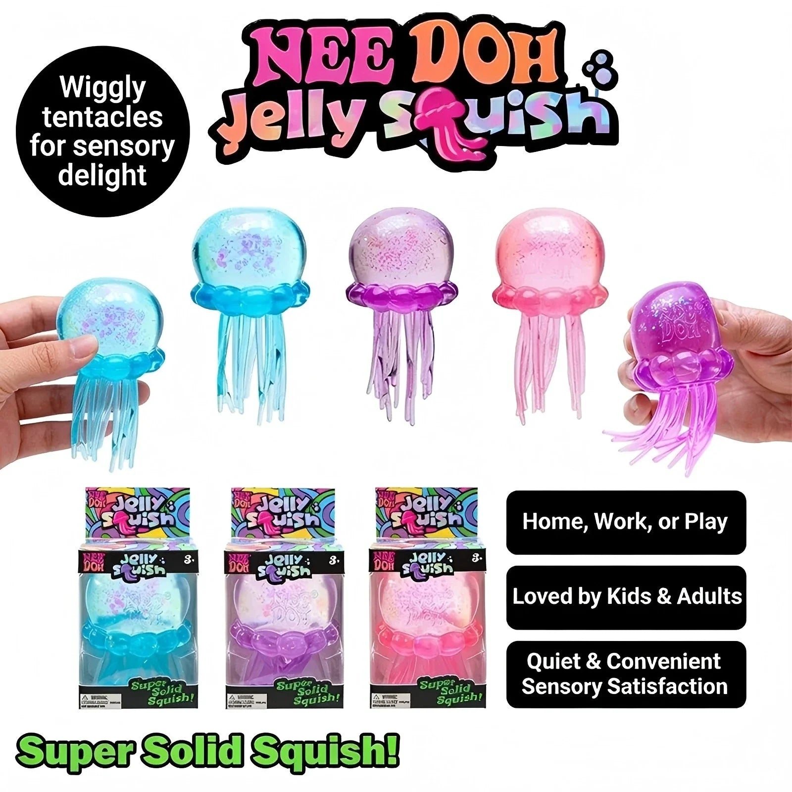 @ Trending Nee Doh Jellyfish & Cube Squish Toy, Soft Jelly Squeeze Stress Relief Fidget Toy, Sensory NeeDoh for Kids & Adults ##