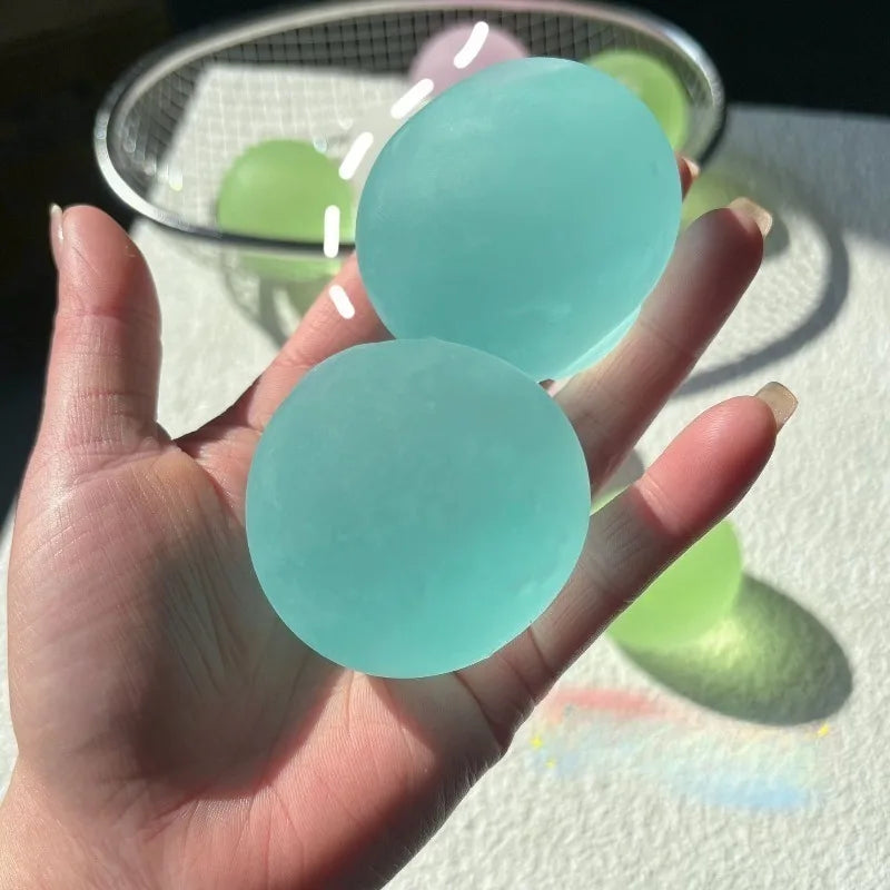 Soft Pink Mochi Squishy Toy, Blue Maltose Sensory Squeeze Ball, Coconut Oil Slow-Rebound Decompression Fidget Toy Xmas Gift