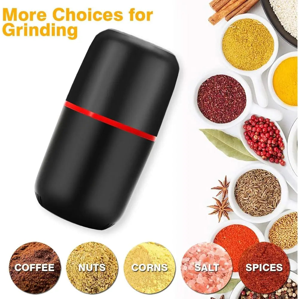 Large Electric Herb Grinder for Spices, Coffee, and Herbs with Cleaning Brush - Black