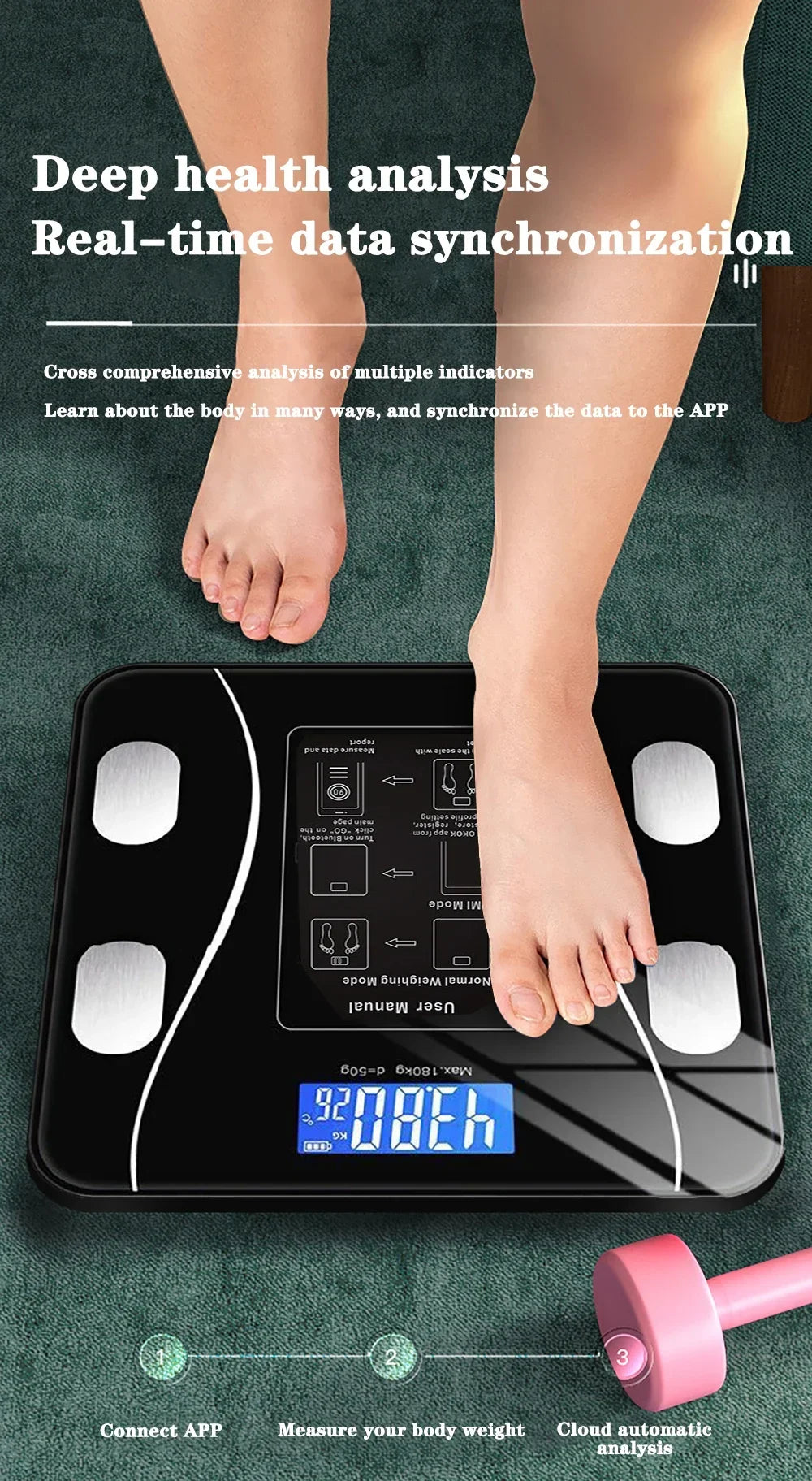 Smart Bluetooth Body Fat Scale, Digital Bathroom Weight Scale with App for Body Composition Analysis & Health Tracking