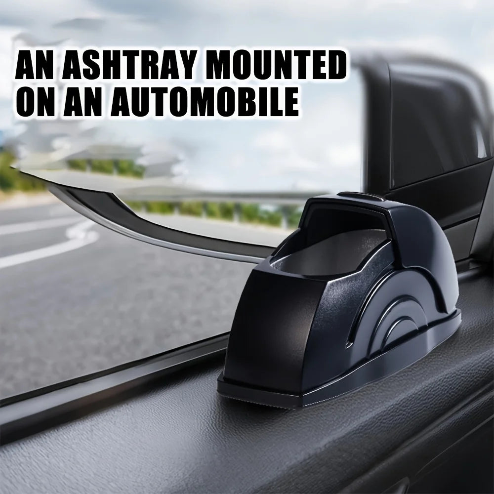Car ashtray with flip-top design prevents ash from flying. It holds window dust, compact and durable, a practical and ideal gift