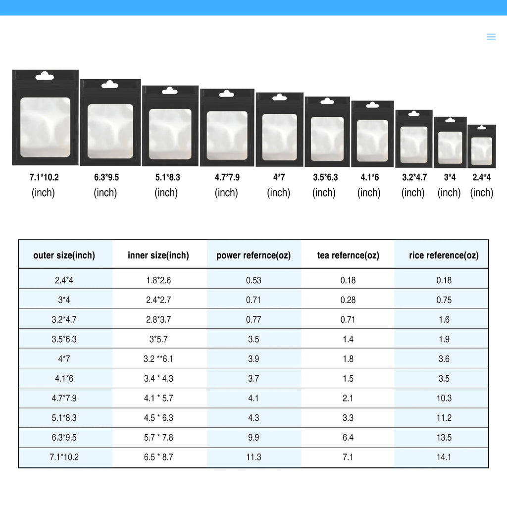 100Pcs Matte Black Mylar Foil Zip Lock Bag for iphone 14 pro case Hang Hole Reusable Tear Notch Food Storage Packaging Pouches