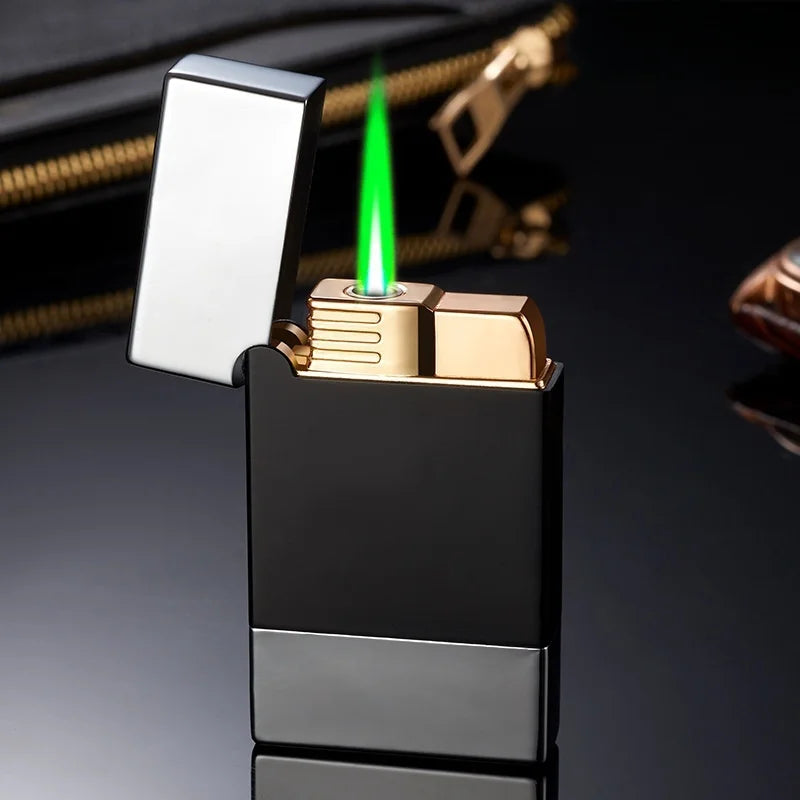 Metal Open Lid Steel Sound Jet Gas Lighter Windproof Portable Turbine Torch Lighter for Men's Gift Cigarette Accessories