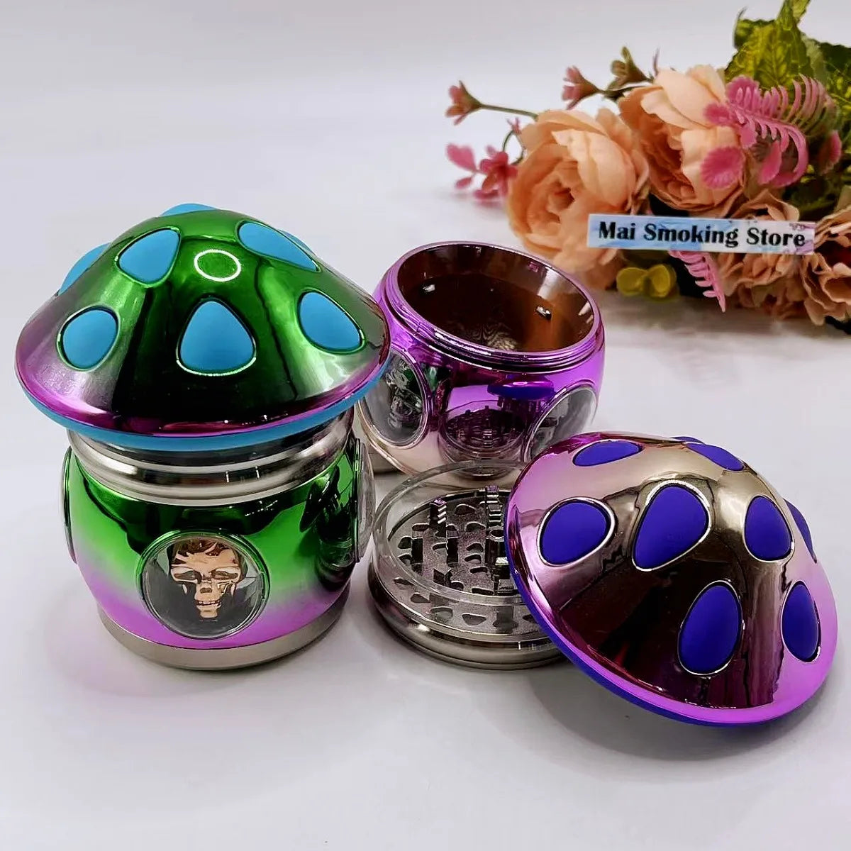 Mushroom Herb Grinder Large Manual Spice Pepper Mill Salt Mortar Pestle Tobacco Grass Grinder Smoking Cigarette Accessories Gift