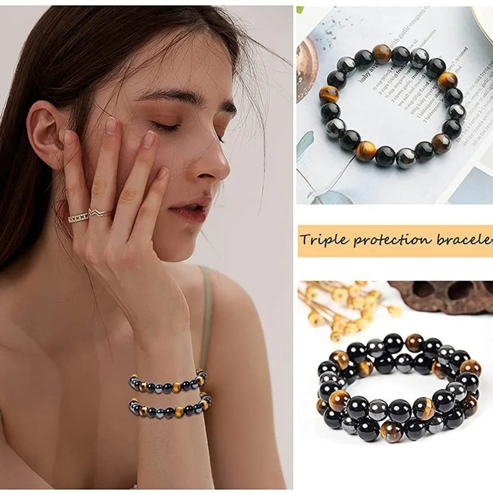 Hanging bracelet - Tiger Eye fashion for both men and women. Stone round beads. Tiger Eye stone bracelet.