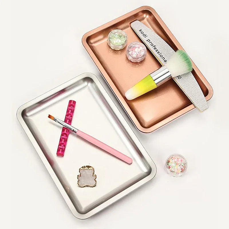 Stainless Steel Cosmetic Storage Tray Jewelry Tray Plate Doctor Surgical Tray Desktop Storage Tool Metal Fack Nail Art Tray