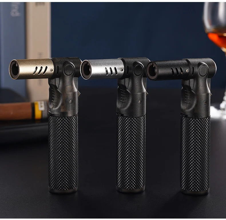 Refillable Butane Torch Lighter 1300°C Jet Flame, Windproof Portable Torch, Adjustable Flame, 360° Use for BBQ, Camping (No Gas)