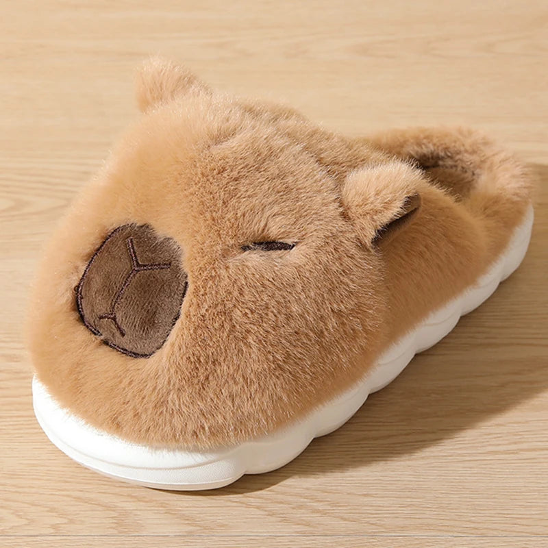 Cute Capybara Cotton Slippers Women Autumn Winter Indoor Soft Sole Warm Fur Slides Woman Comfort Non Slip Home Slippers Female