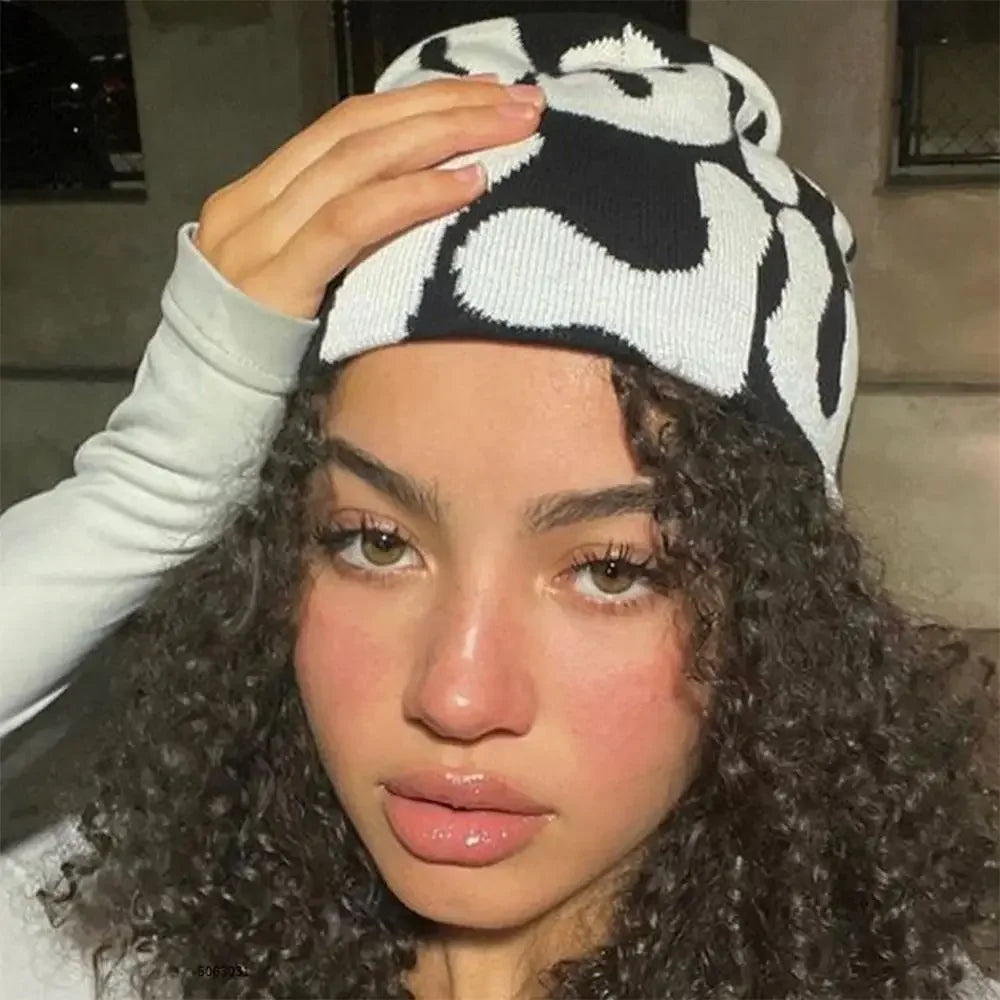 2023 NEW Y2K MEA Culpa Beanies Hat with Rhinestone for Women Men Beanies Hats Hip-hop Soft Stretch Warm Knitted Slouchy Cap
