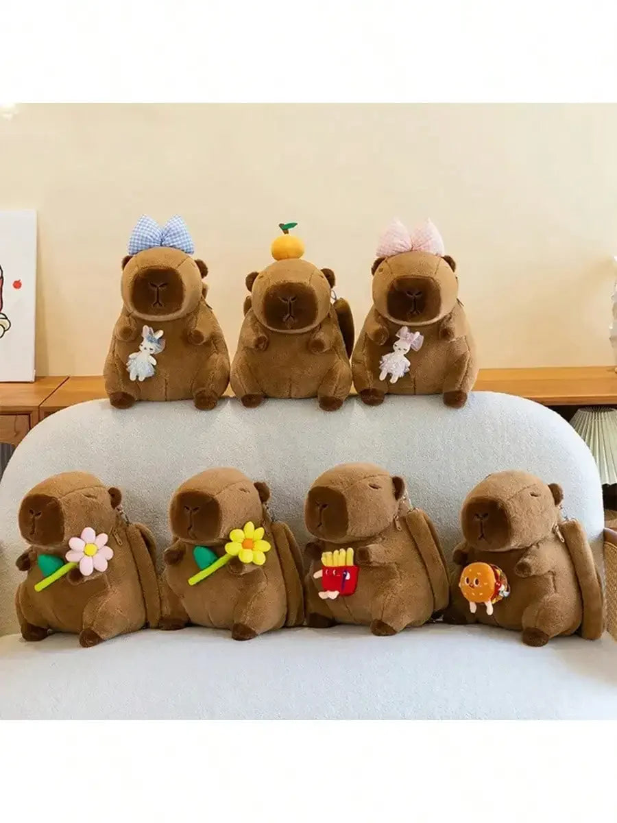 Cute Capybara Plush Backpack – Cartoon Capybara Shoulder Bag for Kids, Soft Fur School Bag Gift