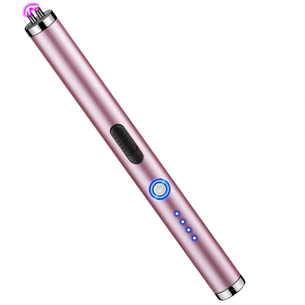 Random color - 2pc Windproof Kitchen Electric USB Lighter Long Candle BBQ  Camping Rechargeable Arc Flameless Plasma Lighter