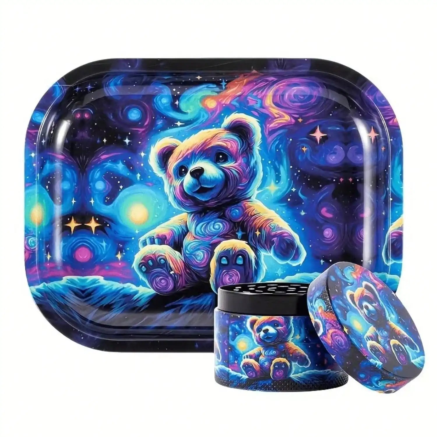 2 Pieces Metal Grinder Rolling Tray Matching Set