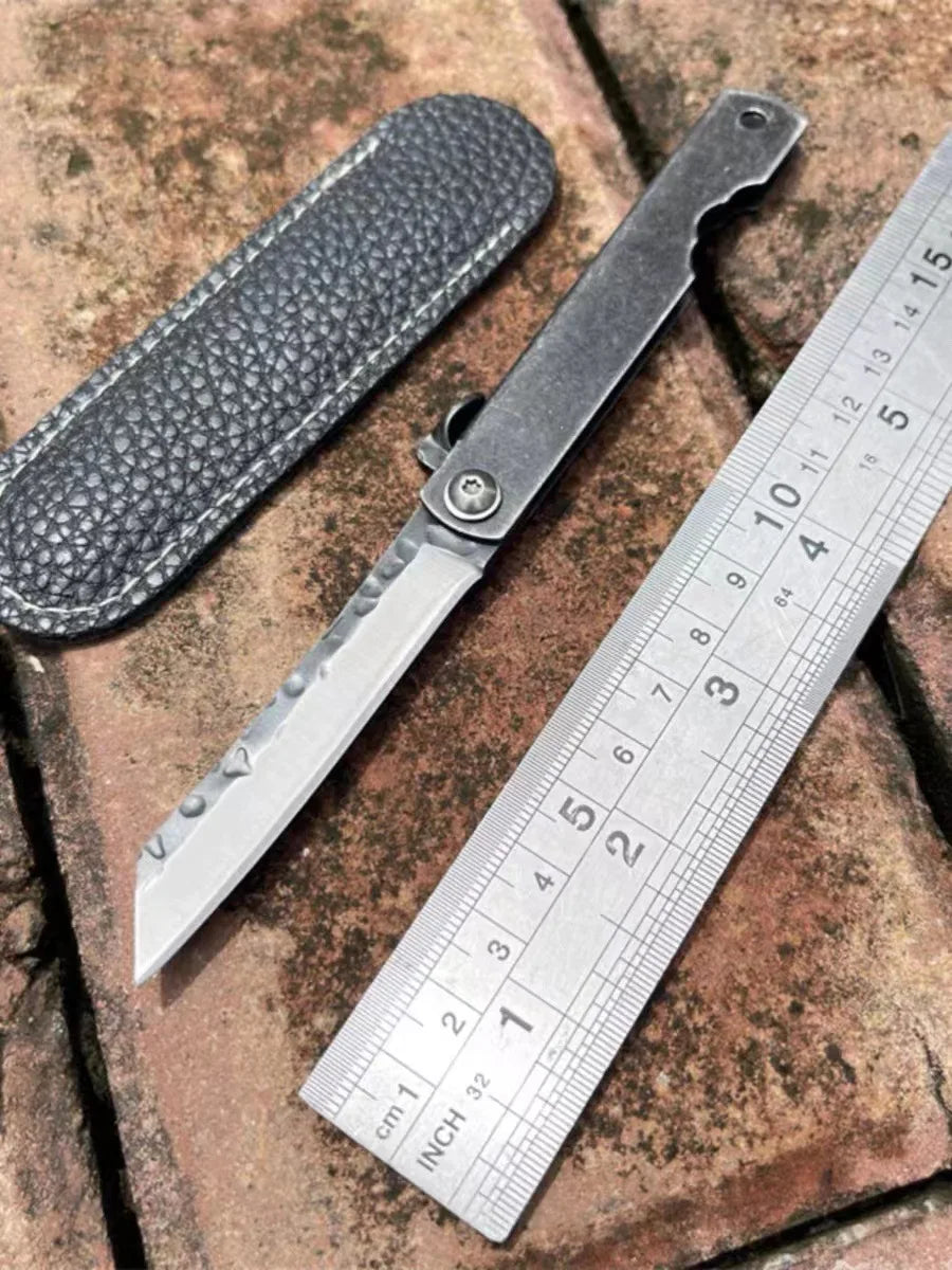 Bronze Handle Folding Knife Damascus Steel Blade A Versatile Cutting Knife for Both Emergency and Daily Use Perfect Gift for Men