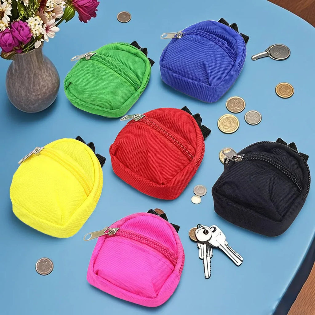 Double-shoulder zipper small coin wallet, key bag mini backpack pendant, toy decoration small bag，1 PC