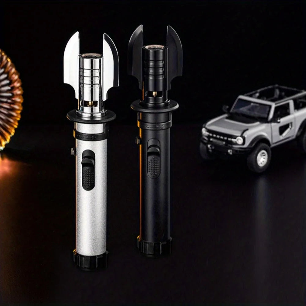Powerful Windproof Torch Lighter, Butane Gas Inflatable Lighters Red Flame for Outdoor BBQ Kitchen Cooking Welding