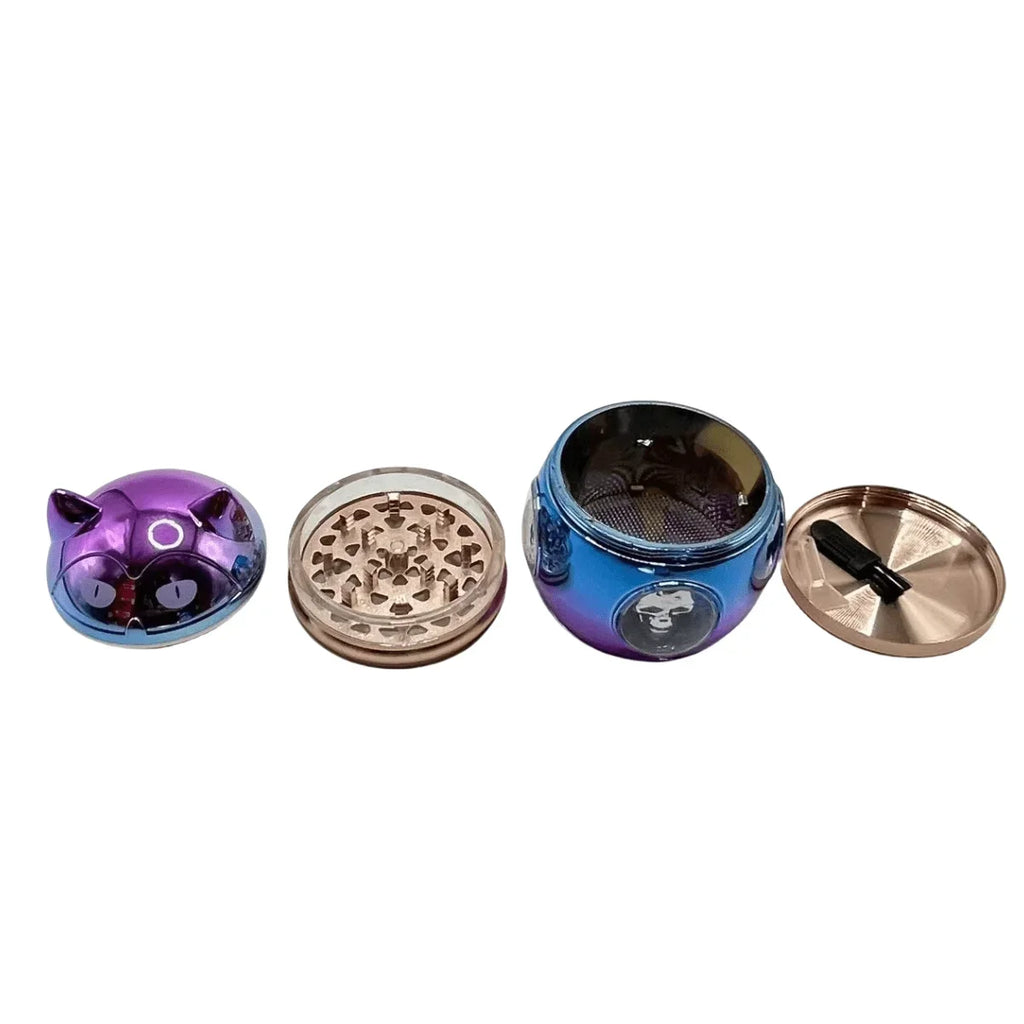 2.8inch Metal Cat Herb Grinder Mill 4-Layers Crusher Manual Mortar Pestle Tobacco Grass Grinder Cigarette Smoking Accessories