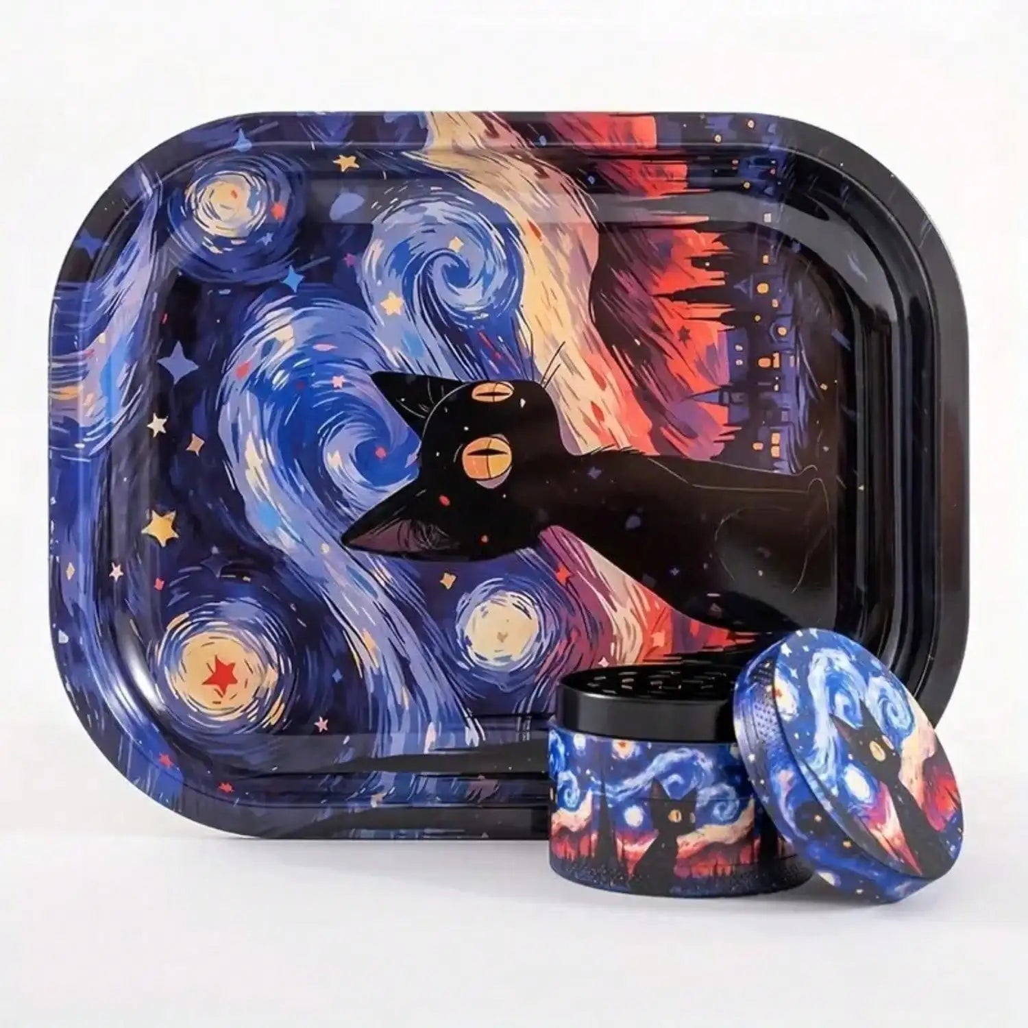 2 Pieces Metal Grinder Rolling Tray Matching Set