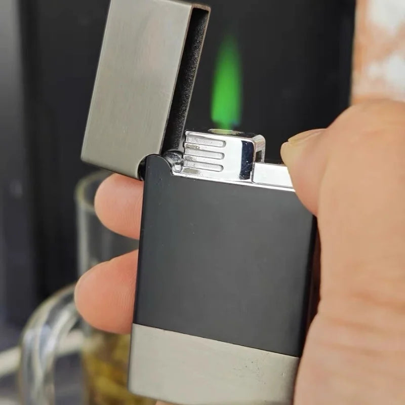 Metal Open Lid Steel Sound Jet Gas Lighter Windproof Portable Turbine Torch Lighter for Men's Gift Cigarette Accessories