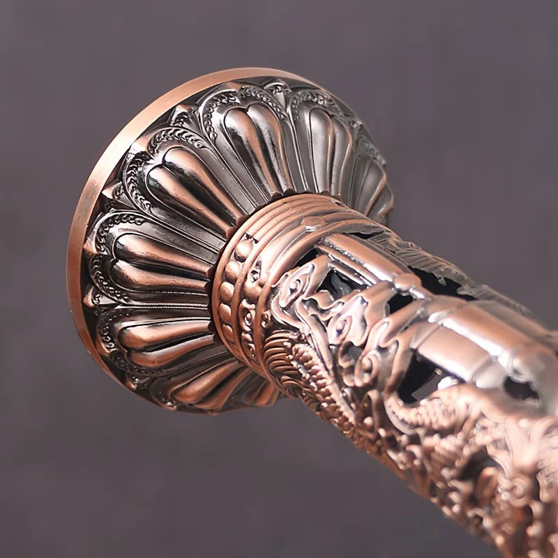 Retro Vertical Incense Burner Buddha Heart Sutra Dragon Phoenix Pillar Metal Incense Stick Home Office Ceremony Decoration
