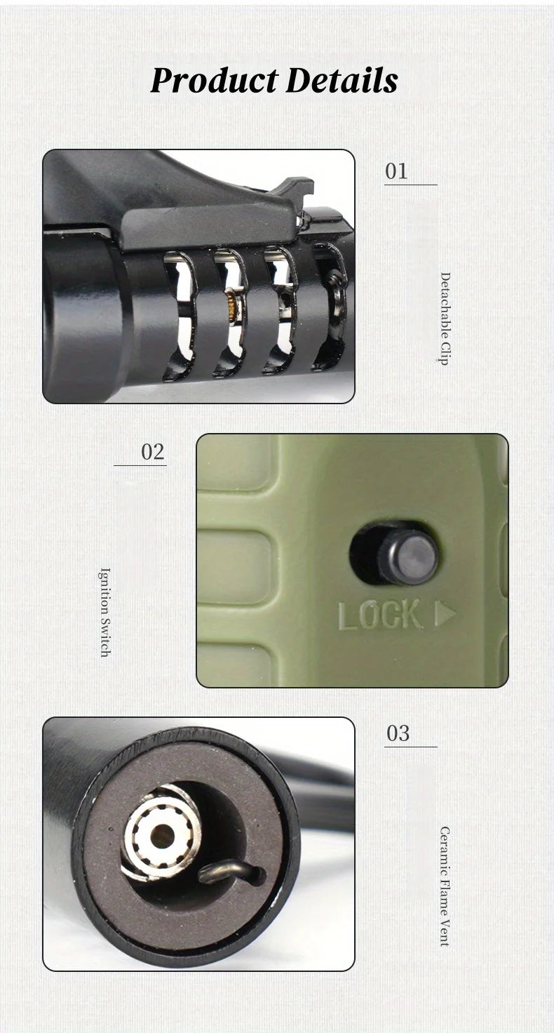Outdoor Camping Portable Gas Lighter High Firepower Windproof Torch Lighter Adjustable Flame Size for Men's Gift Camping BBQ