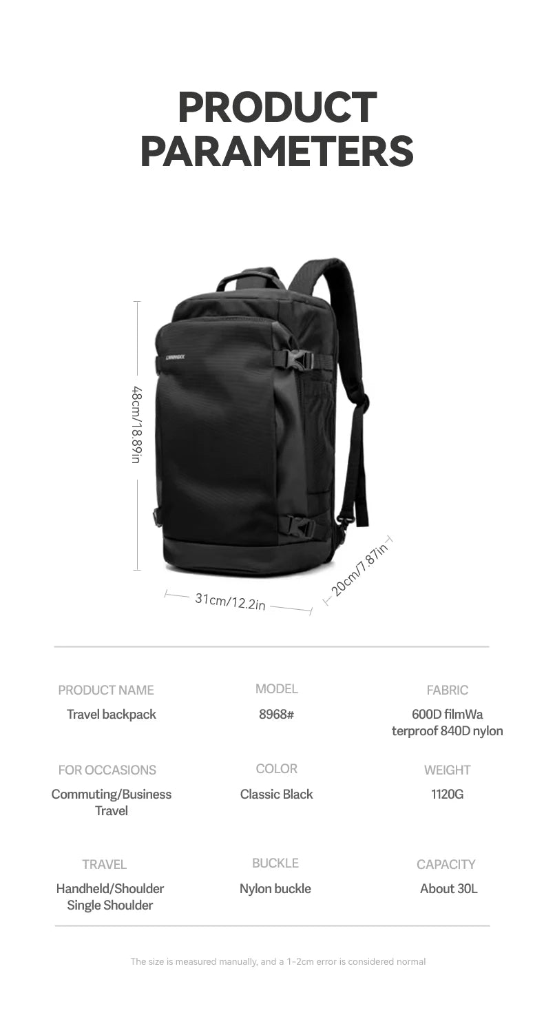 Travel Backpack For Air Travel,Durable Large 30L TSA Flight Approved Carry-on Luggage Hand,Water Resistant Business Rucksack,Wee