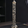 Retro Vertical Incense Burner Buddha Heart Sutra Dragon Phoenix Pillar Metal Incense Stick Home Office Ceremony Decoration