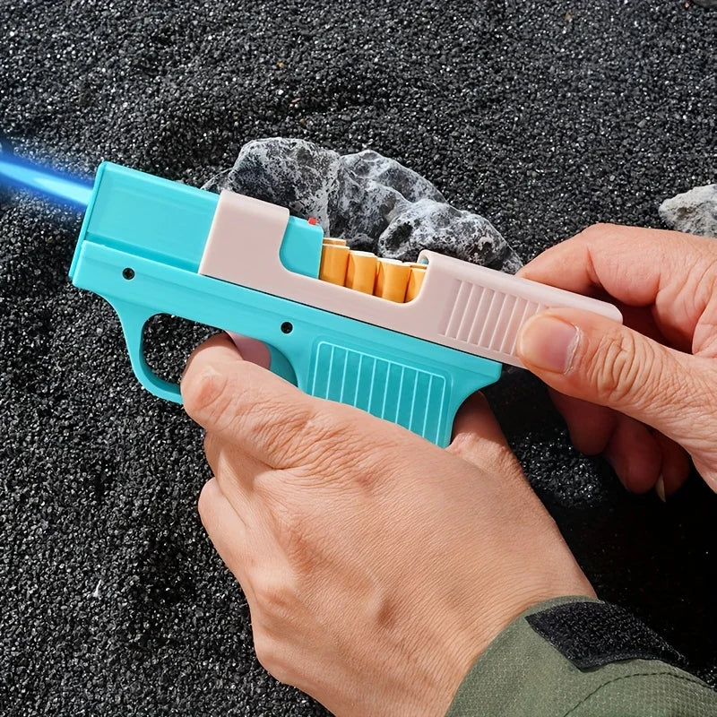 Creative Cigarette Case Torch Lighter Butane Torch Windproof Adjustable Flame Refillable Lighter for BBQ Kitchen Baking No Gas