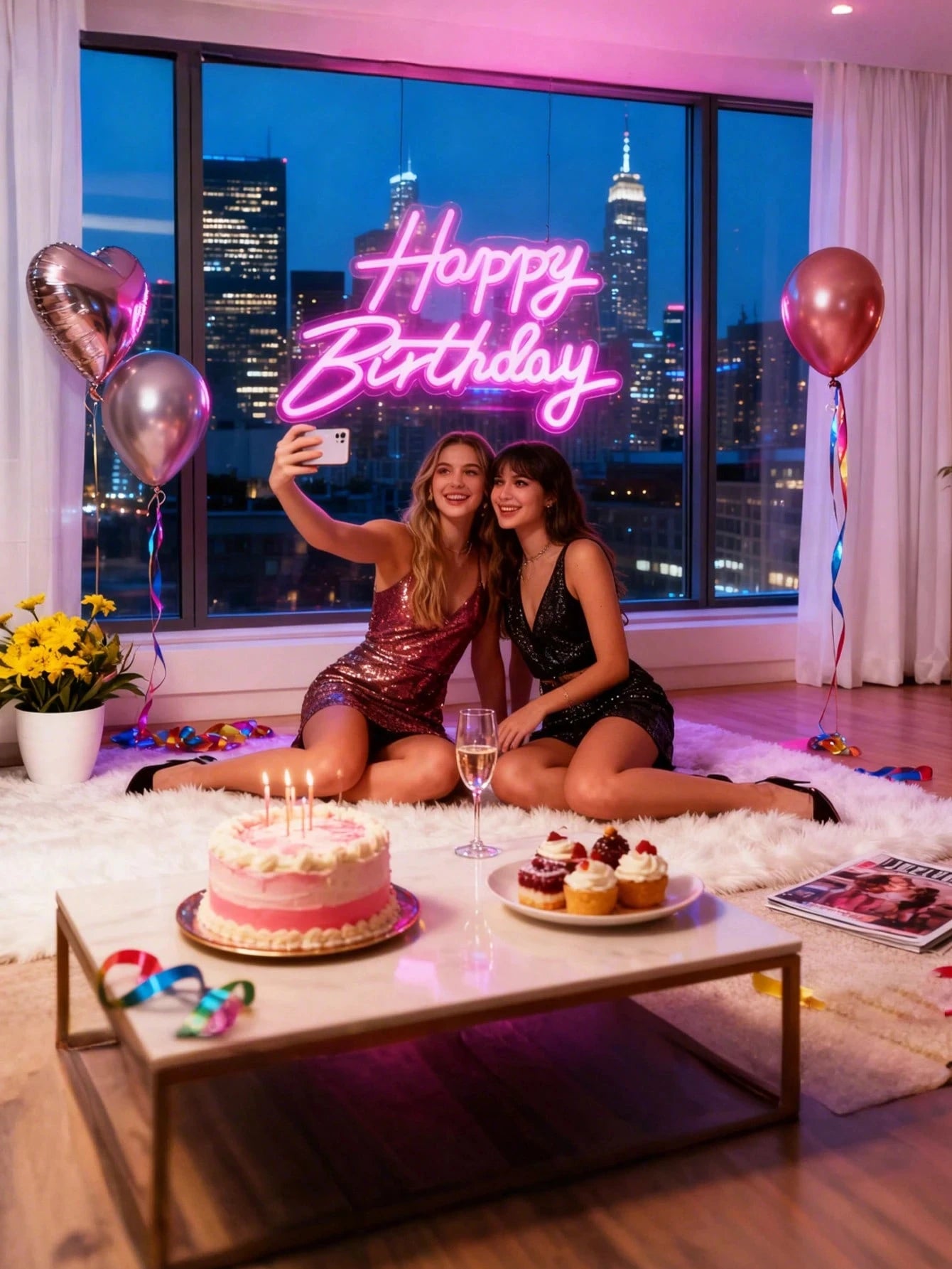 Pink/Cool White/Warm White Light Happy Birthday Neon Light Sign, Suitable for Restaurant Parties, Holiday Decorations, Party Venues, Bedroom Surprises, Living Room Gatherings, and as an Essential Photo Prop