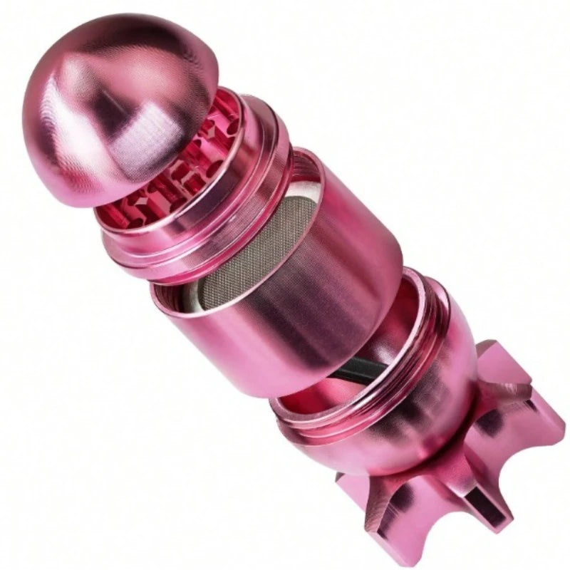 4-Layer Missile Shape Tobacco Grinder 1.5" Cute Aluminum Alloy Spice Grinder Cigarette Herb Manual Grinder with Cleaning Brush