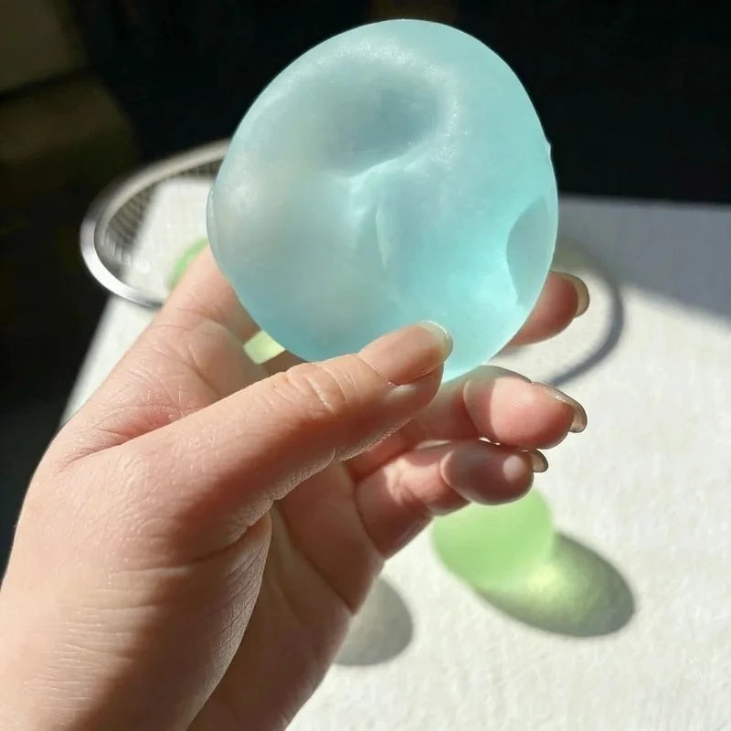 Soft Pink Mochi Squishy Toy, Blue Maltose Sensory Squeeze Ball, Coconut Oil Slow-Rebound Decompression Fidget Toy Xmas Gift