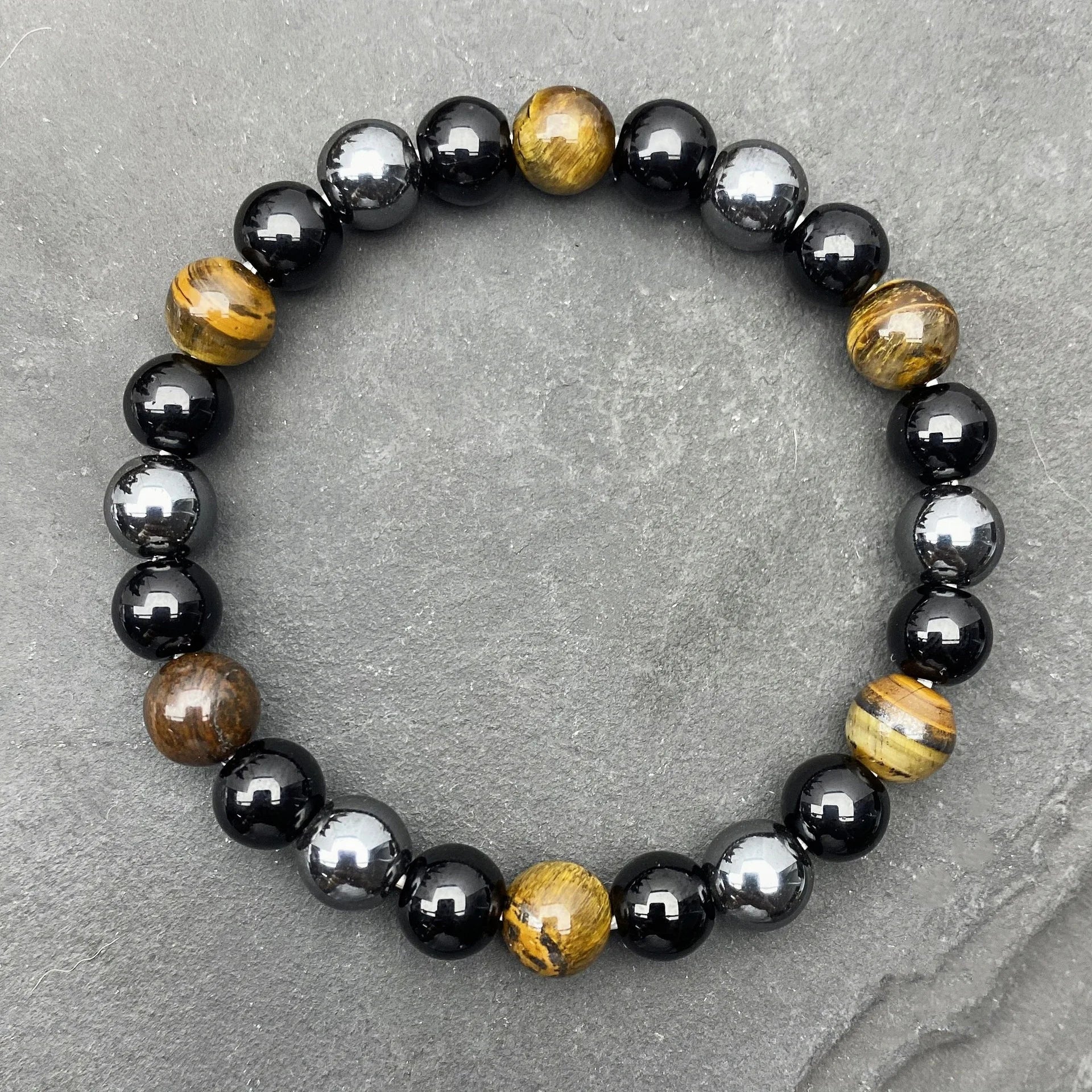 Hanging bracelet - Tiger Eye fashion for both men and women. Stone round beads. Tiger Eye stone bracelet.