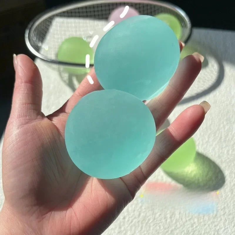 Soft Pink Mochi Squishy Toy, Blue Maltose Sensory Squeeze Ball, Coconut Oil Slow-Rebound Decompression Fidget Toy Xmas Gift